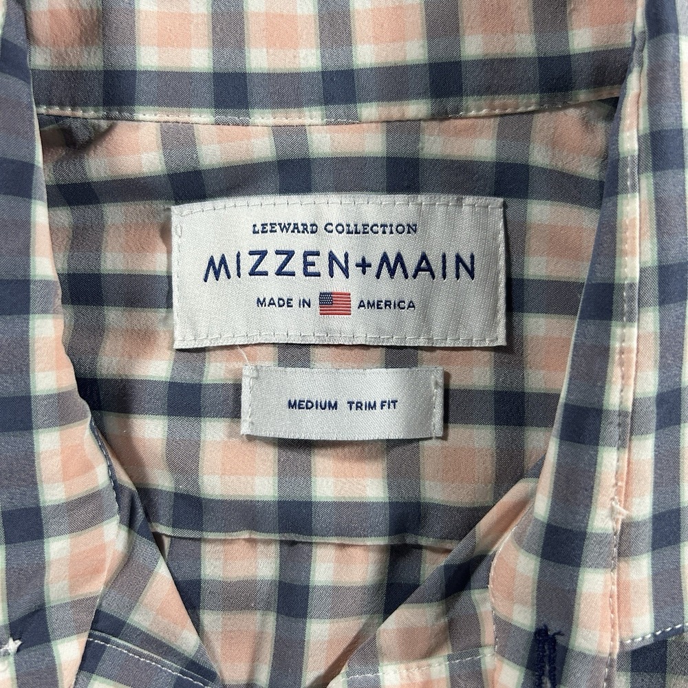 Mizzen + Main Leeward Collection Medium Trim Fit Blue Pink Plaid Button Front US - Picture 8 of 13